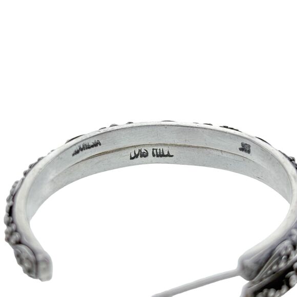 Lois Hill Sterling Silver 925 Milgrain Scrollwork Oxidized Hoop Earrings - Picture 4 of 10